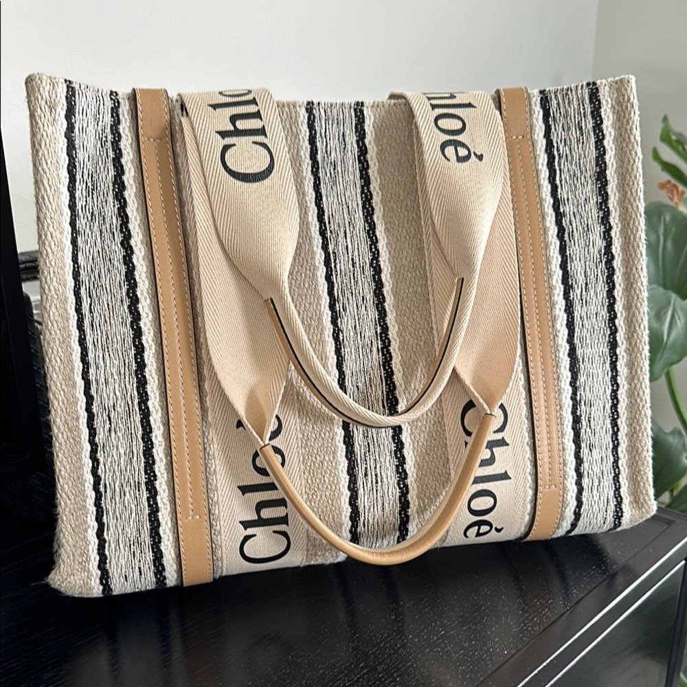 *Sold* Chloe Limited Edition Black and Cream Woody Striped Tote